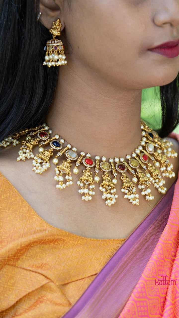 Navarathna Goodess Lakshmi Necklace - N1408