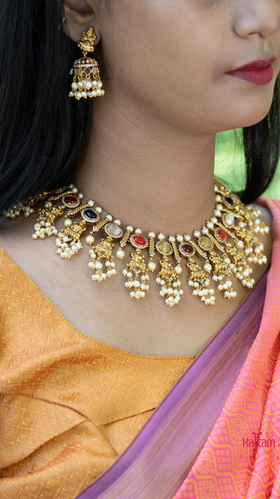 Navarathna Goodess Lakshmi Necklace - N1408