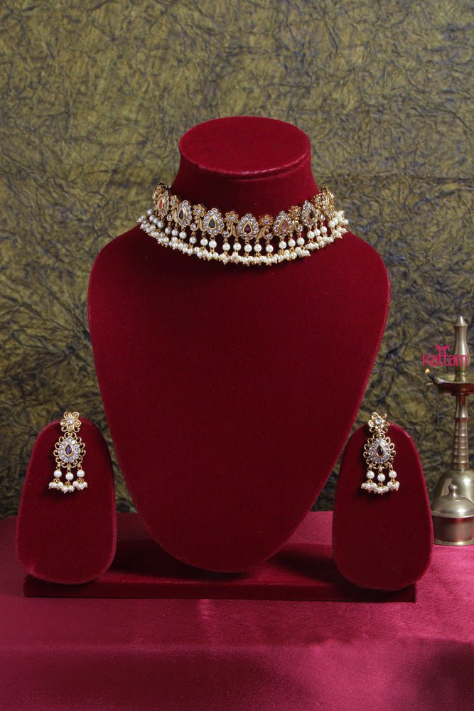 Navarathna Pearl Trims Choker - N1692