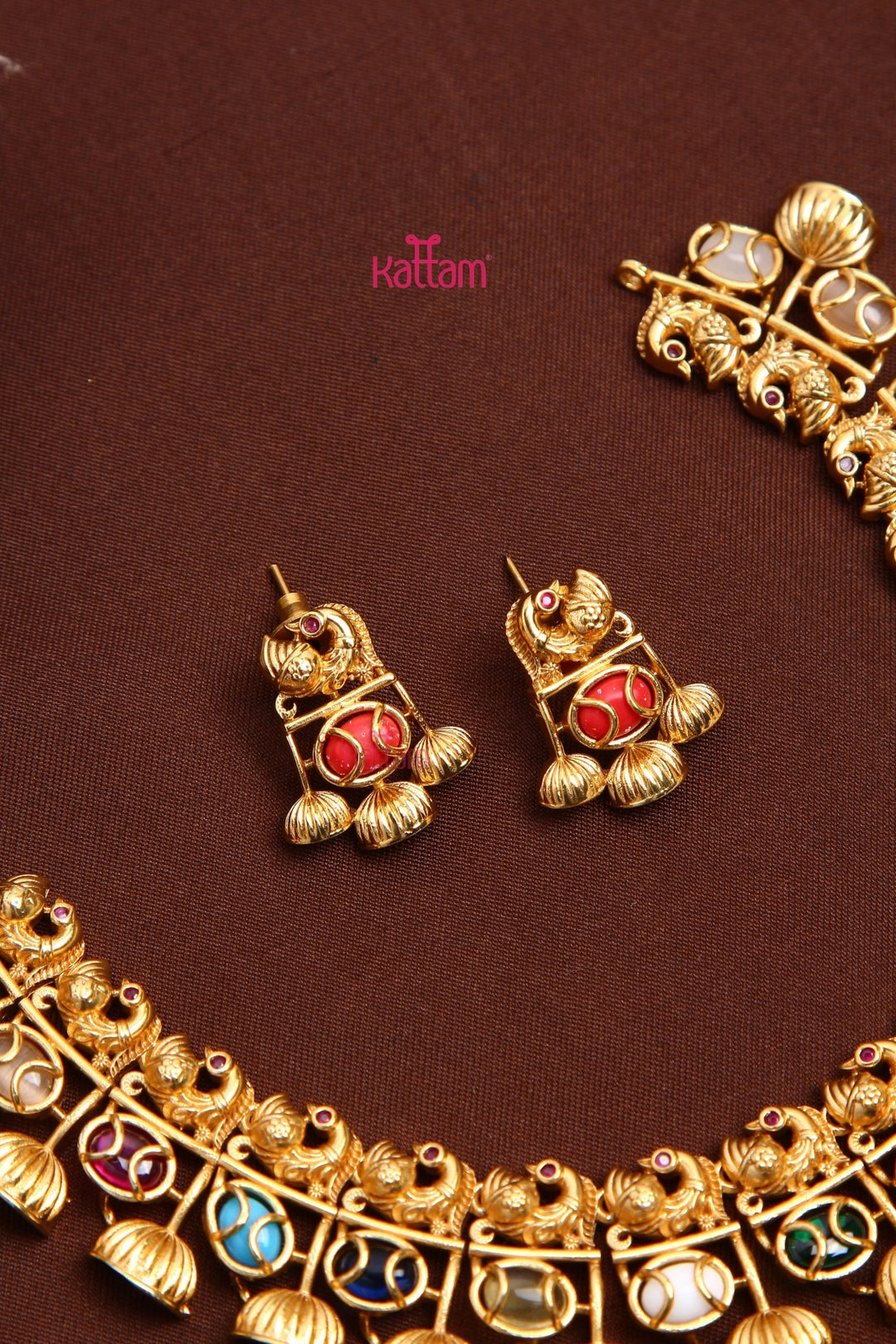 Navarathna Stone Peacock Choker Set - N3505