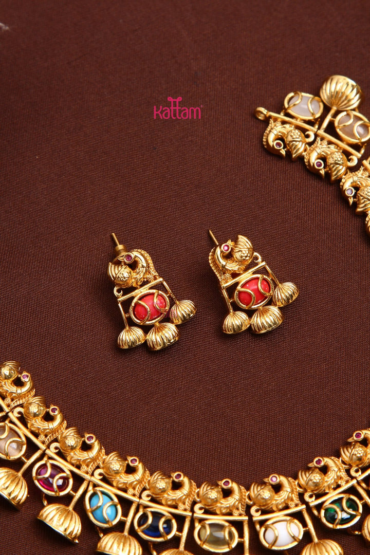 Navarathna Stone Peacock Choker Set - N3505