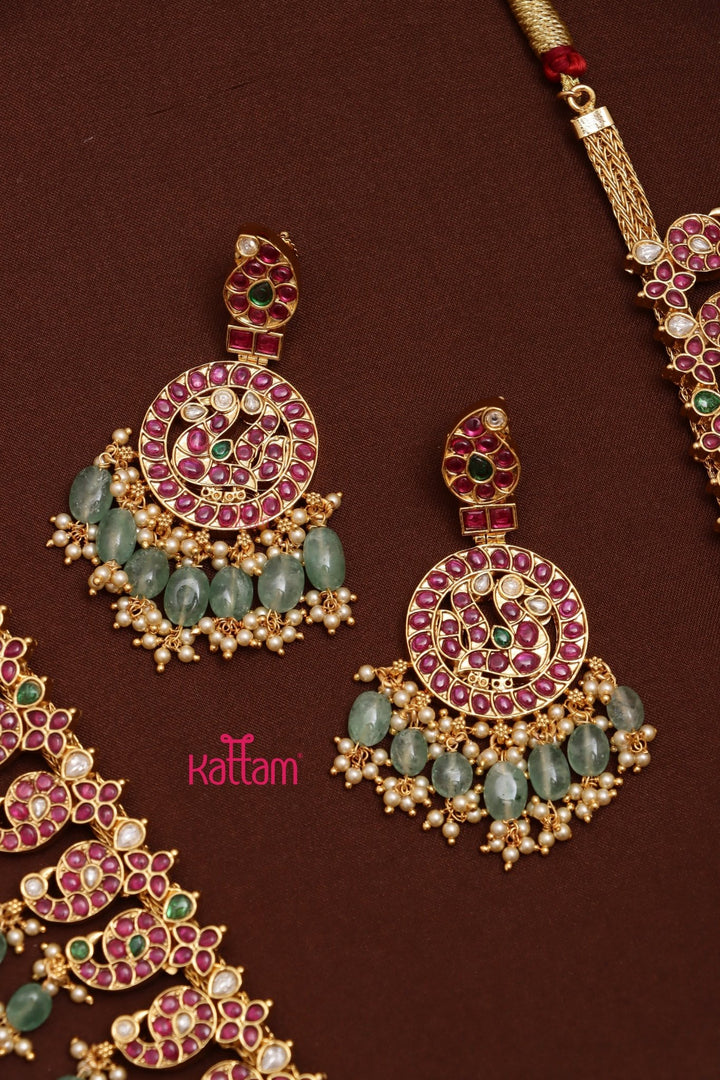 Neeraja - Kemp Peacock Bead Haram - N3598