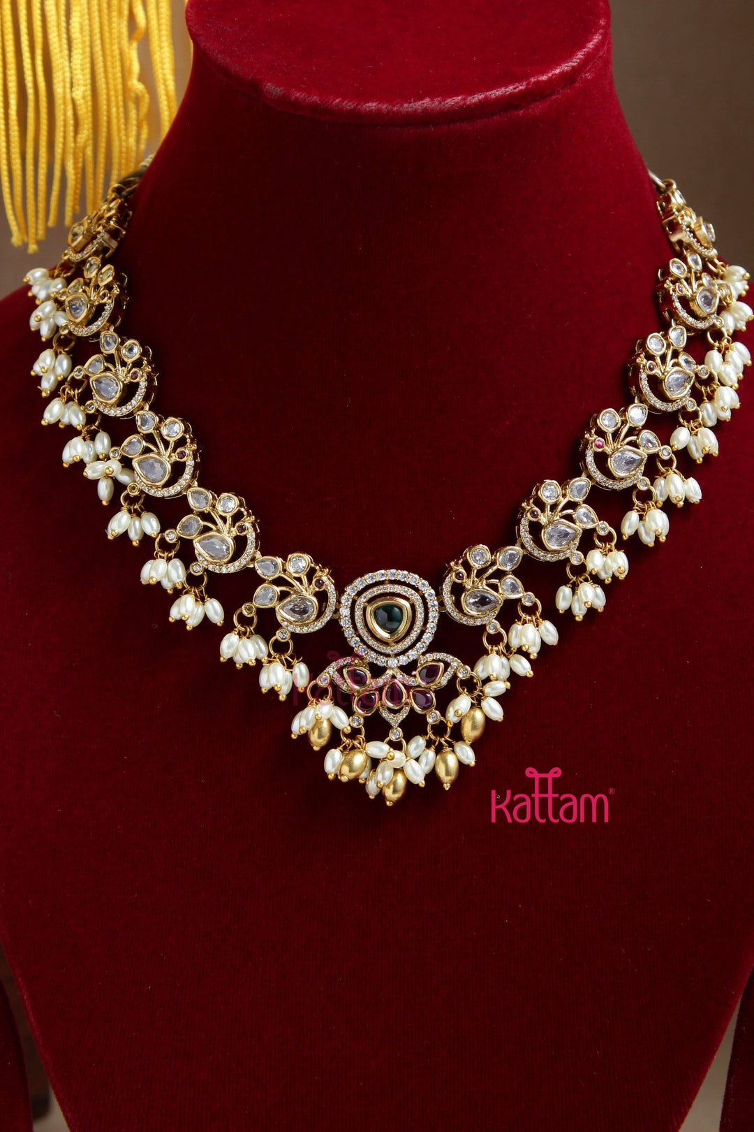 Neha - Rice Pearl Peacock Necklace - N5083