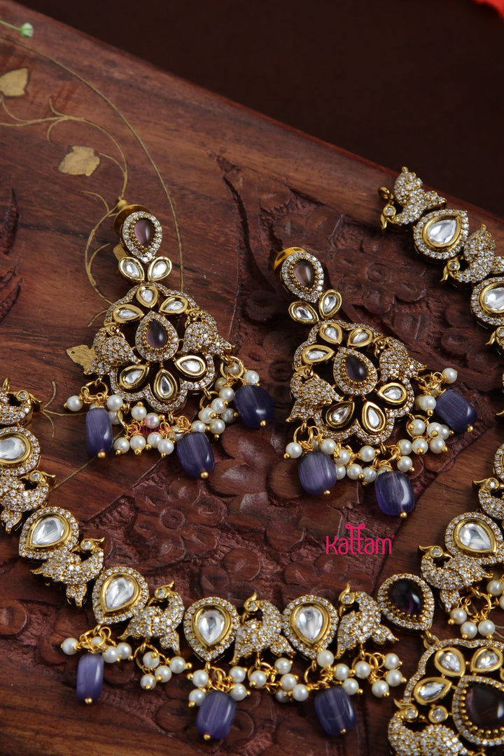 Netra - AD Stone Peacock Violet Necklace - N5111