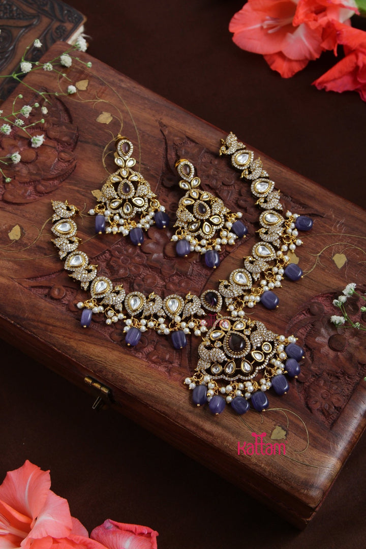 Netra - AD Stone Peacock Violet Necklace - N5111