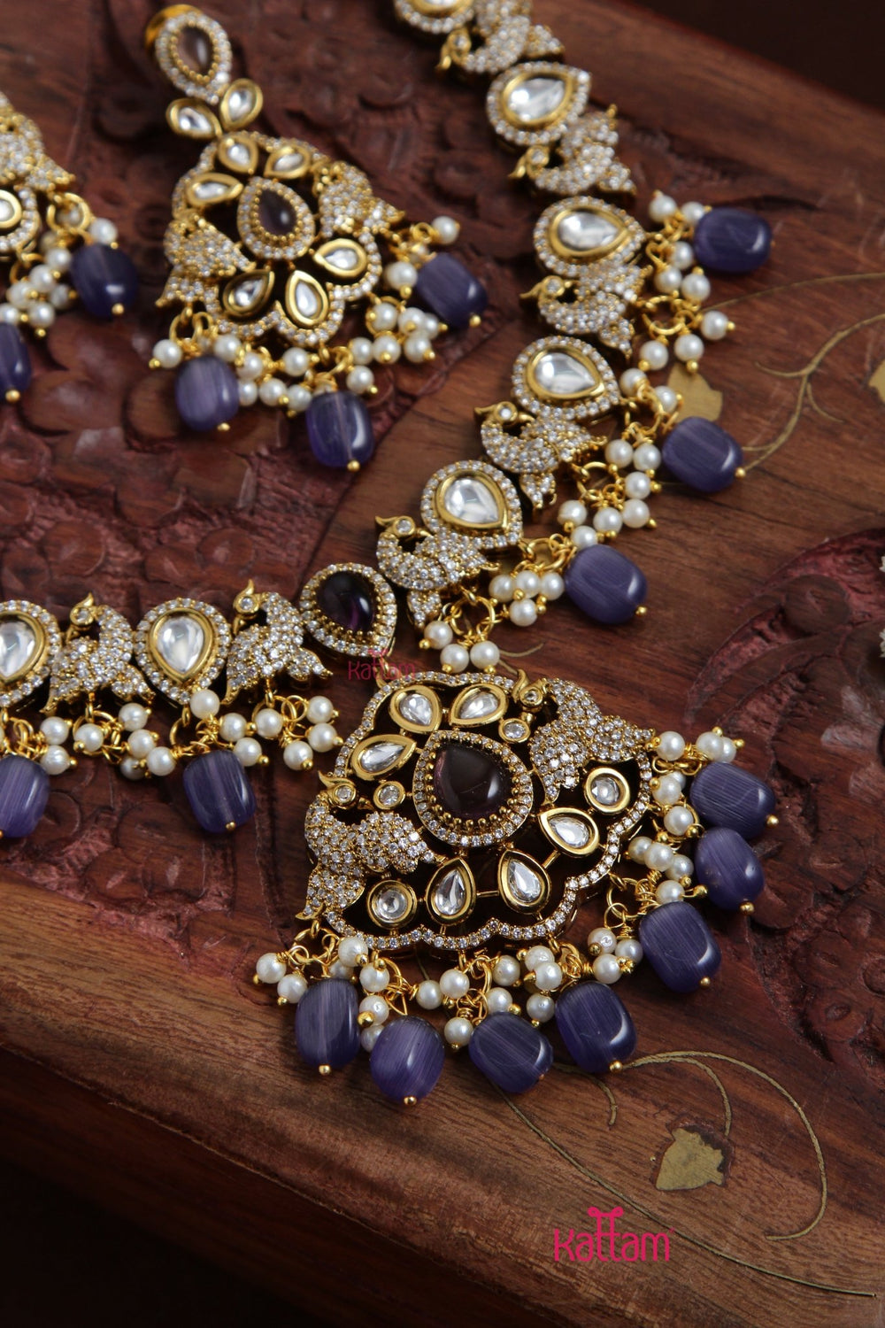 Netra - AD Stone Peacock Violet Necklace - N5111