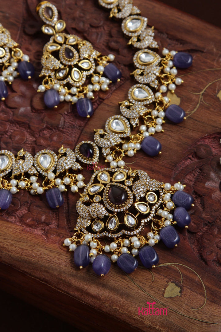 Netra - AD Stone Peacock Violet Necklace - N5111