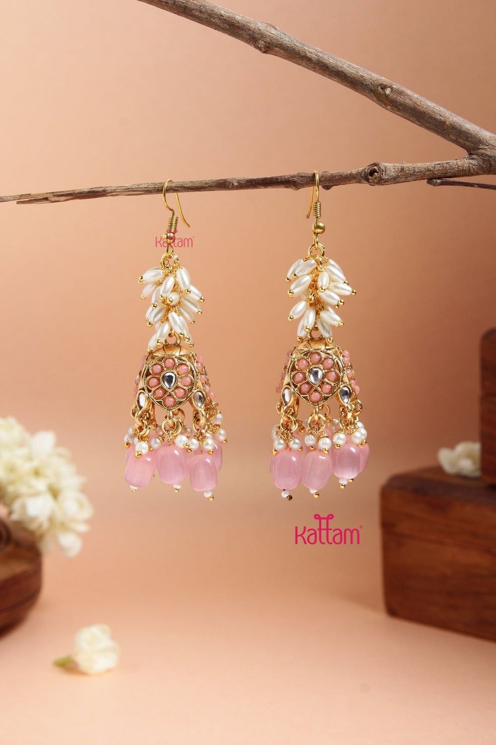 Nisha - Pearl Hook Jhumka Design 4 - E925