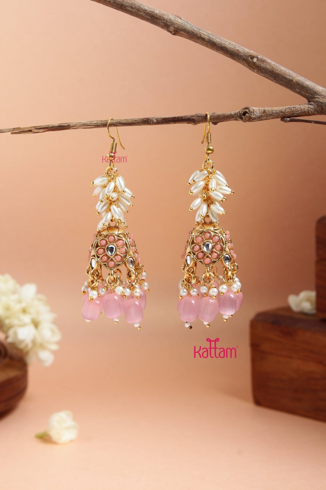 Nisha - Pearl Hook Jhumka Design 4 - E925