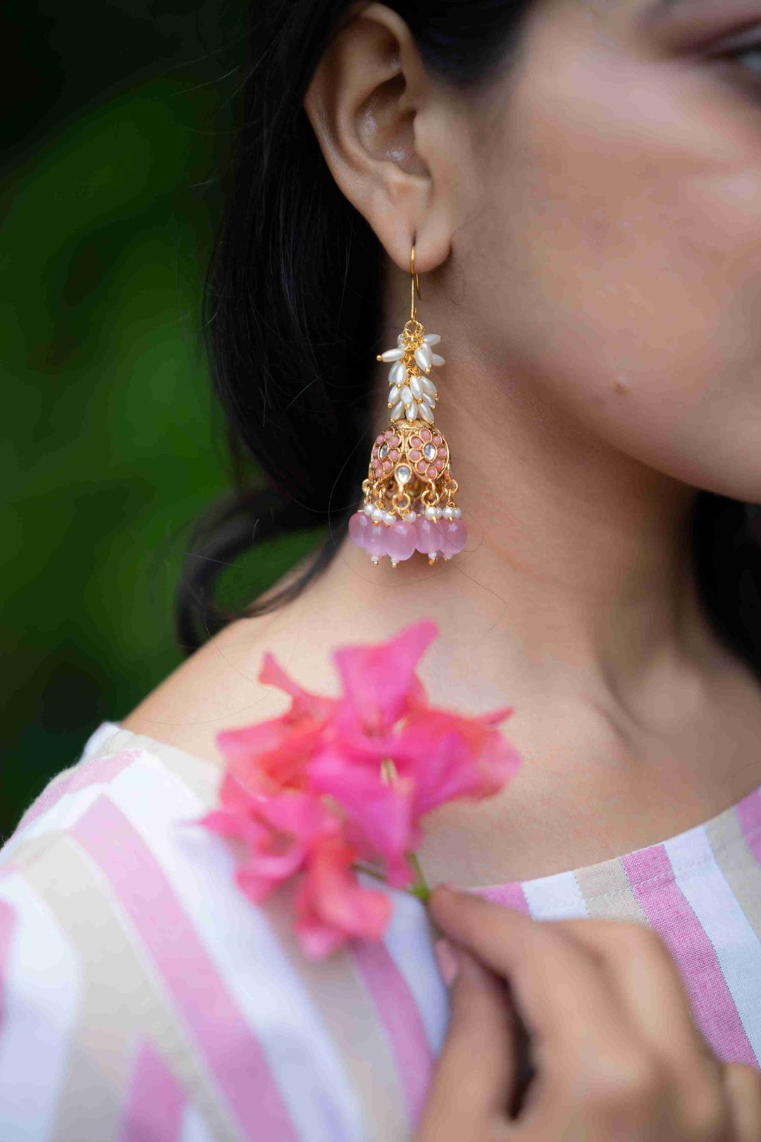 Nisha - Pearl Hook Jhumka Design 4 - E925