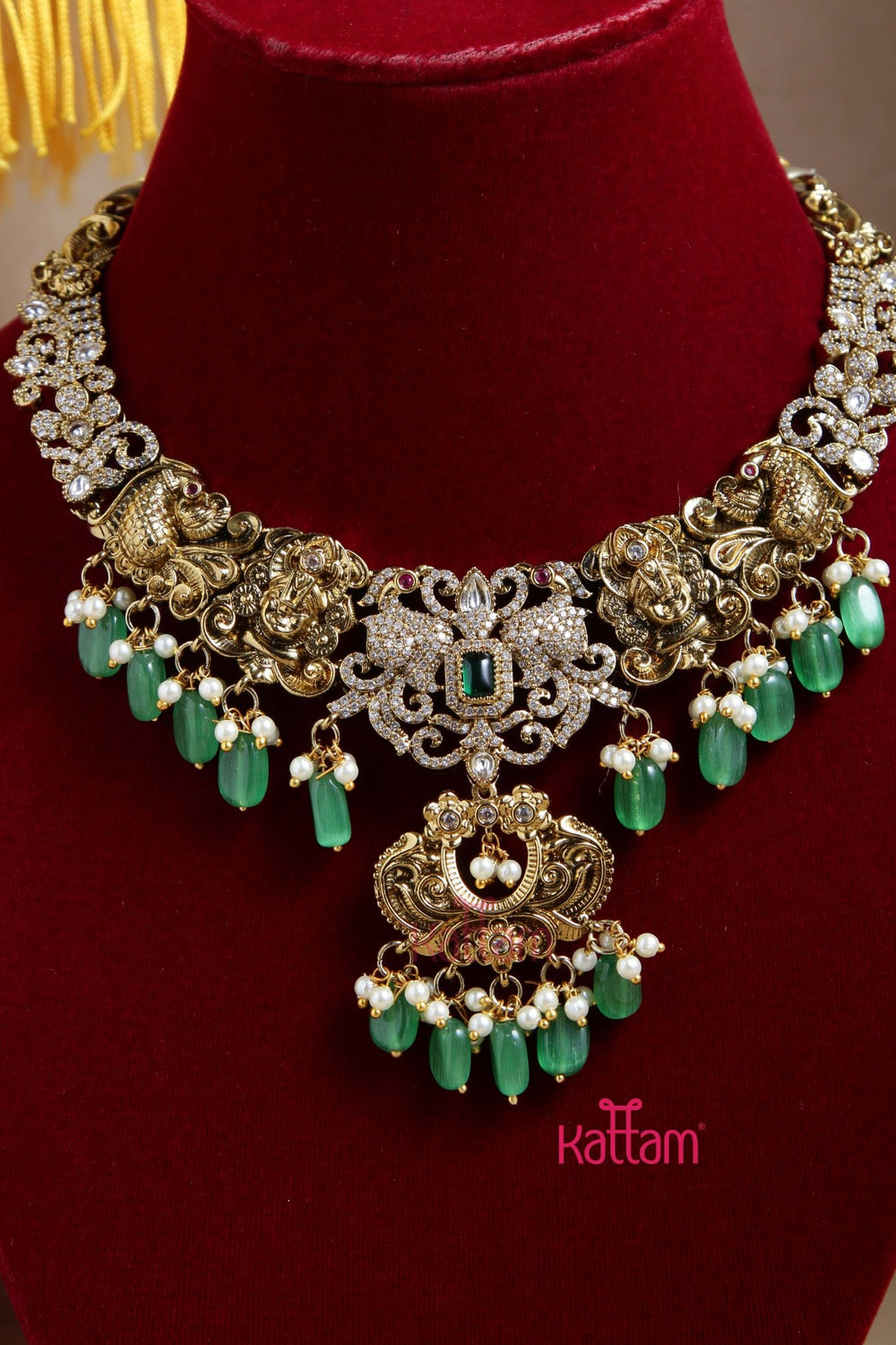 Nithya Perumal Necklace - Lightgreen - N6088