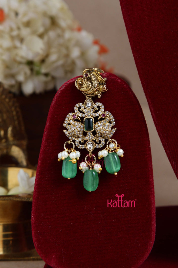 Nithya Perumal Necklace - Lightgreen - N6088