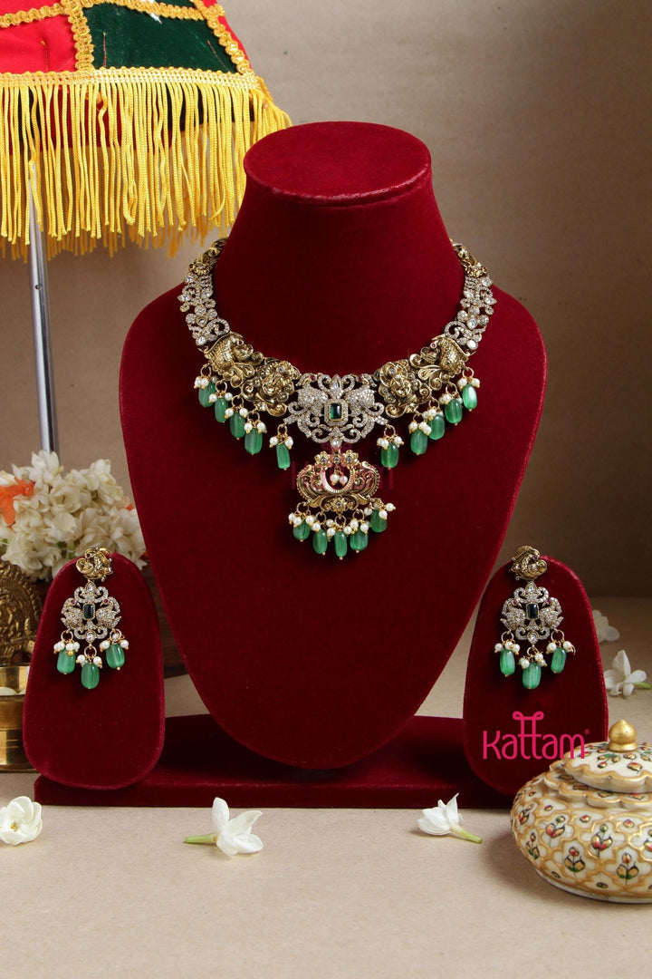 Nithya Perumal Necklace - Lightgreen - N6088