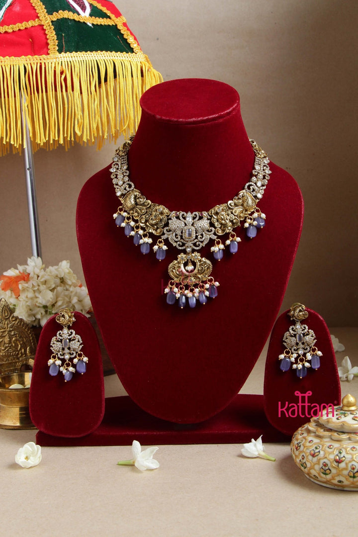 Nithya Perumal Necklace - Lilac - N6087