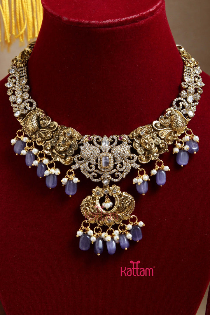 Nithya Perumal Necklace - Lilac - N6087