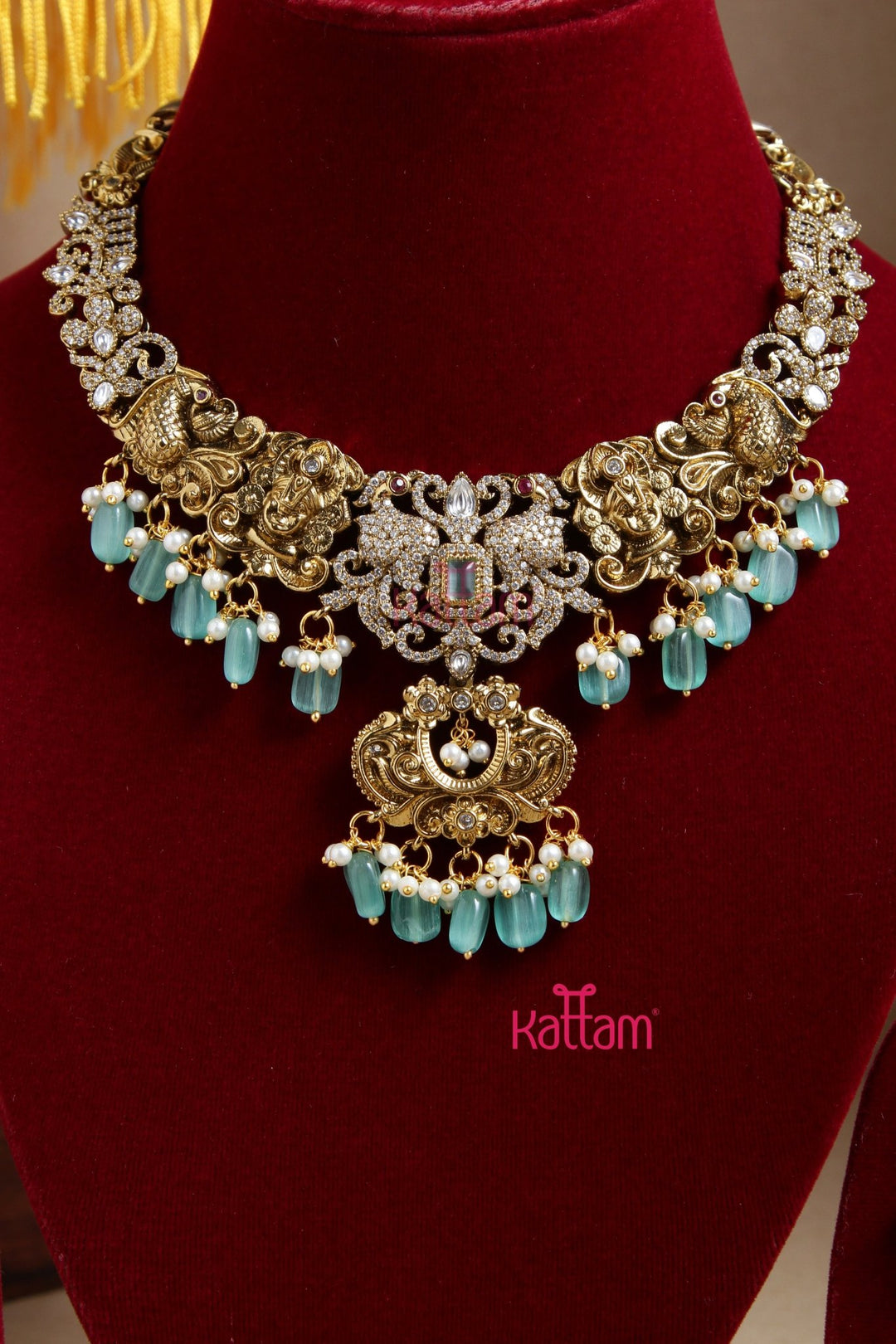 Nithya Perumal Necklace - Pastel Green - N6090