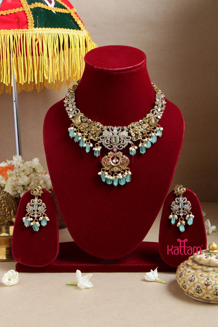 Nithya Perumal Necklace - Pastel Green - N6090