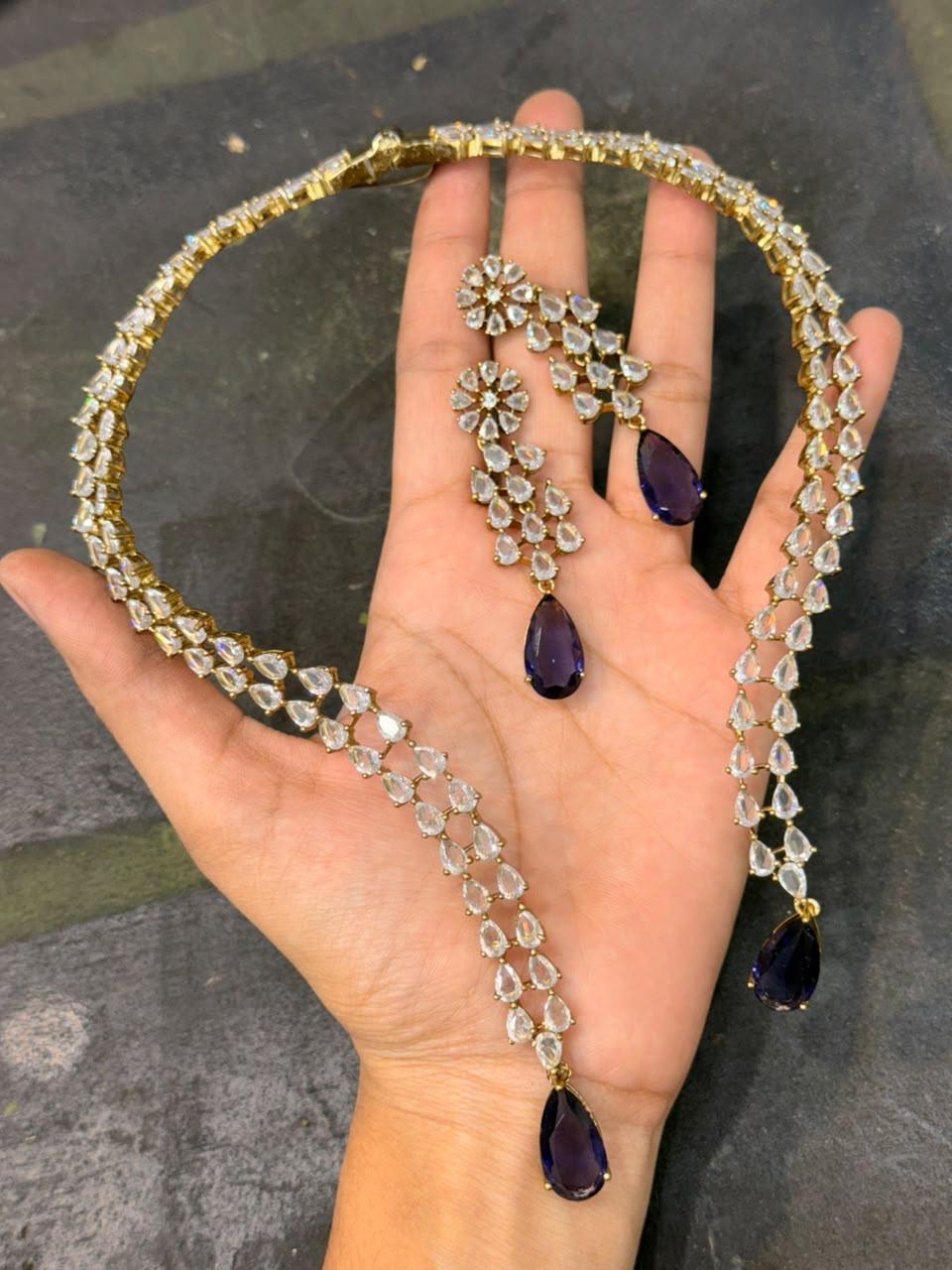 Open Type Purple Stone Hasli - N5409