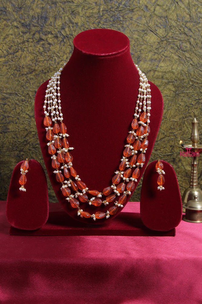 Orange Pearl Mala - N1639