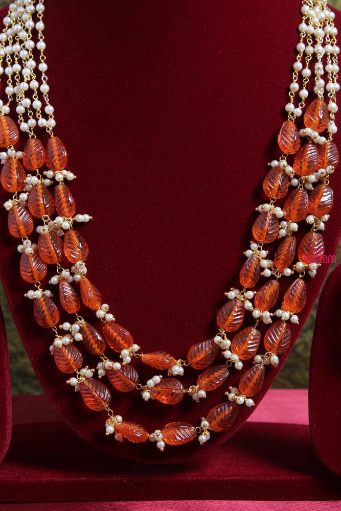 Orange Pearl Mala - N1639