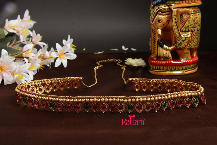 Oval Ruby Green Hip Chain - HB149