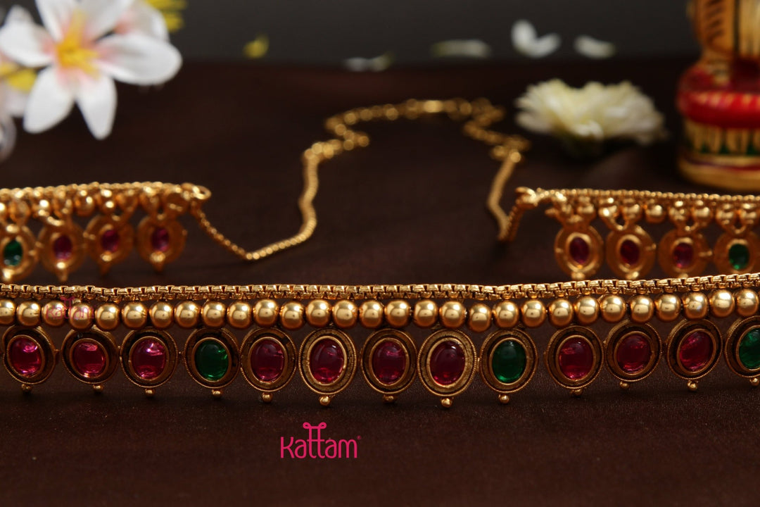 Oval Ruby Green Hip Chain - HB149
