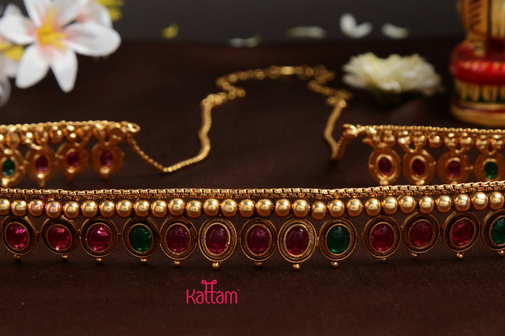 Oval Ruby Green Hip Chain - HB149