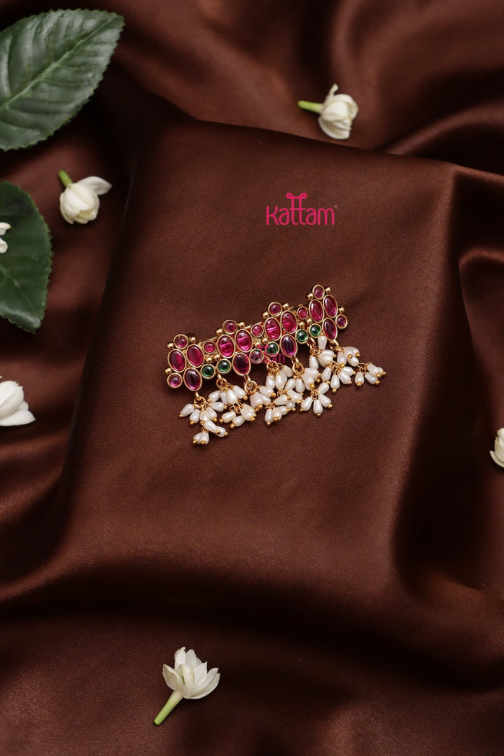 Oval Stone Pearl Hair Clip - HC141