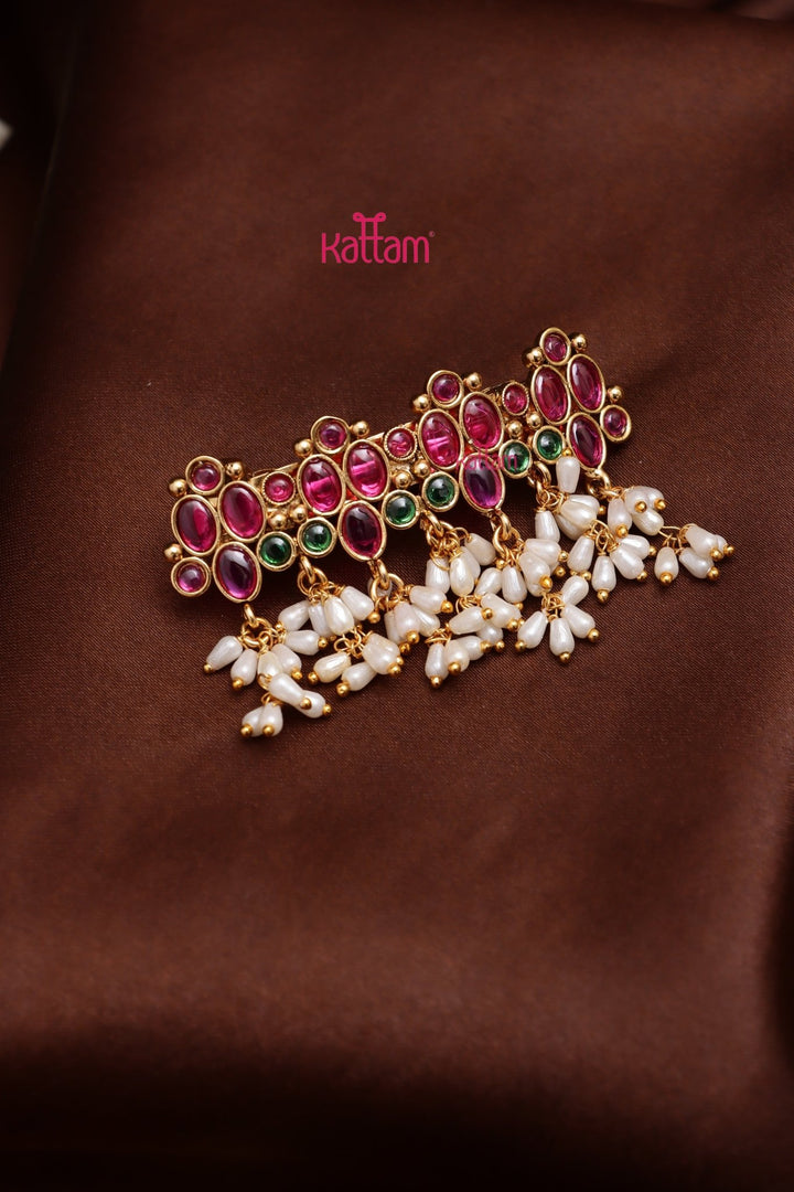 Oval Stone Pearl Hair Clip - HC141