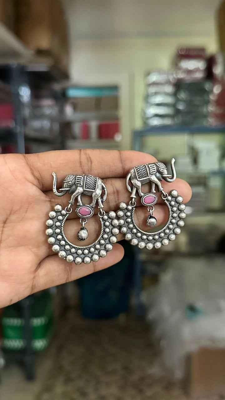 Oxidised Trendy Elephant Earring - E629P