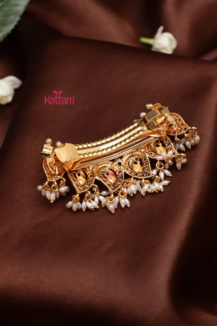 Paisley Peacock pearl Hair Clip - HC155