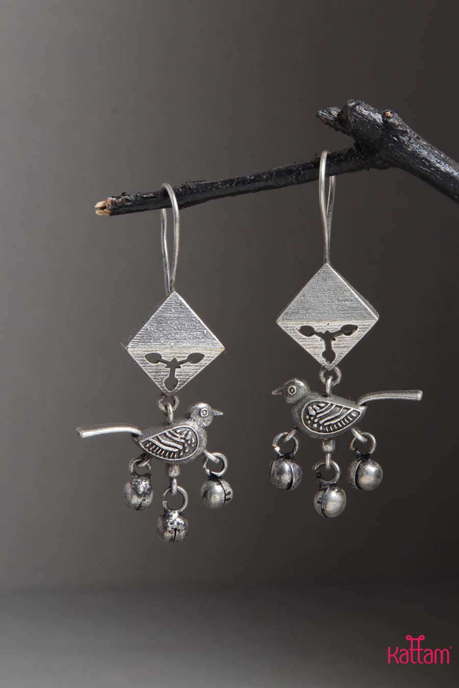 Parrot Ghungroo Silver Earrings - E199