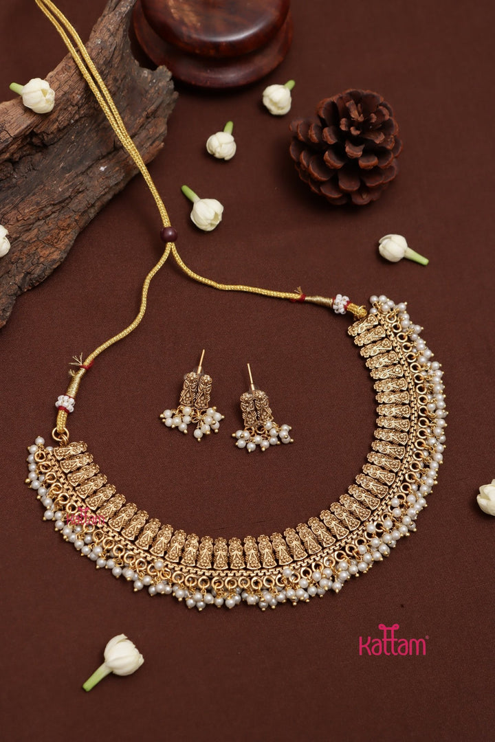 Patterned Pearl Choker Set - N4028