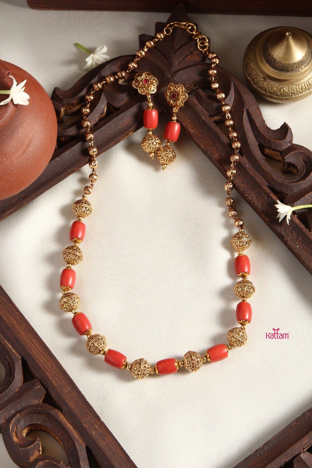 Pavalam Gold Bead Pearl Chain - N1345