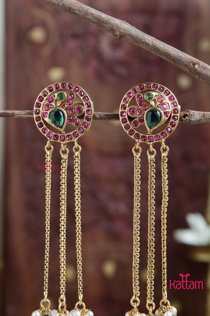 Peacock Chain Drop Earring - E898