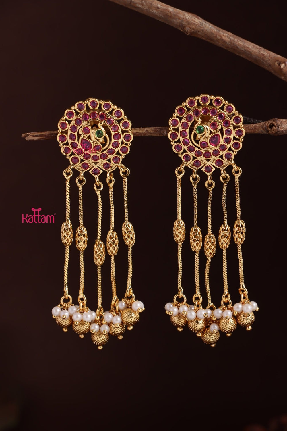 Peacock Chakra Goldball Drop Earring - E1251