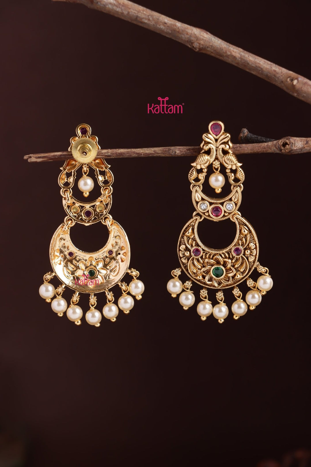Peacock Chandbali Pearl Earring - E1255