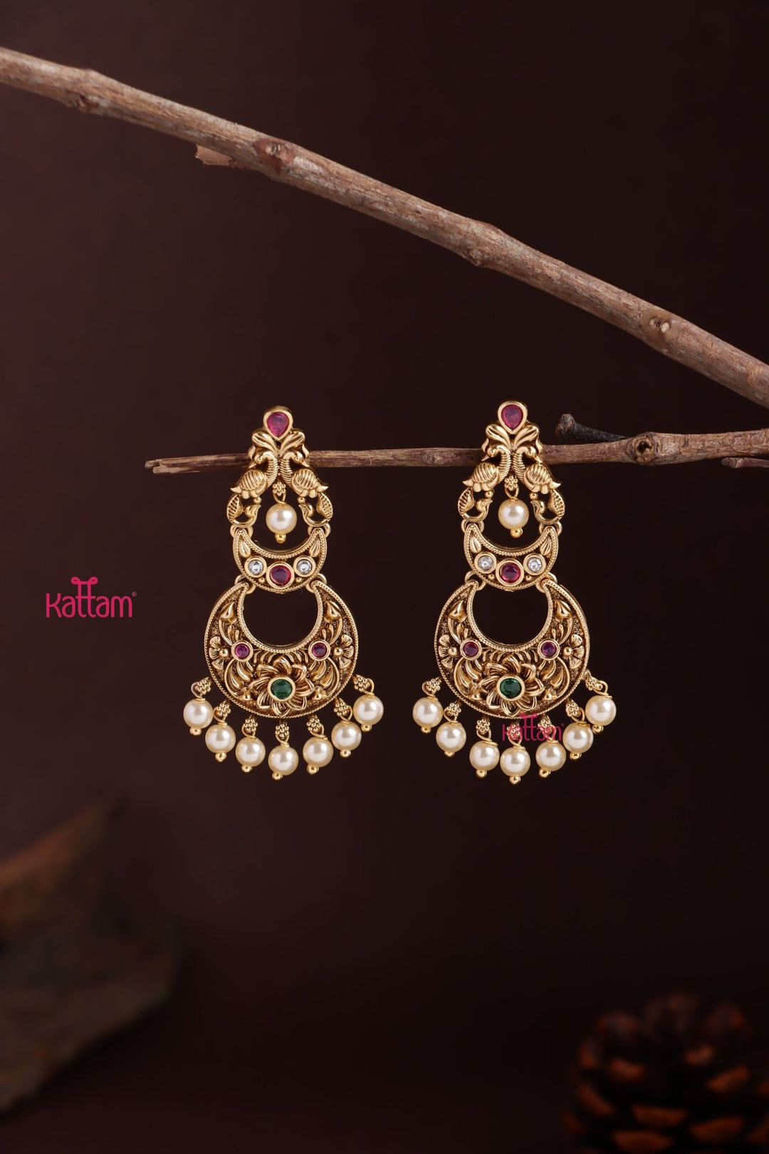 Peacock Chandbali Pearl Earring - E1255