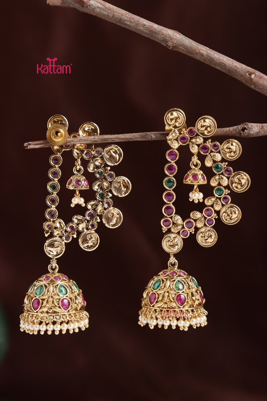 Peacock Coin Earcuff Bold Earring - E1045