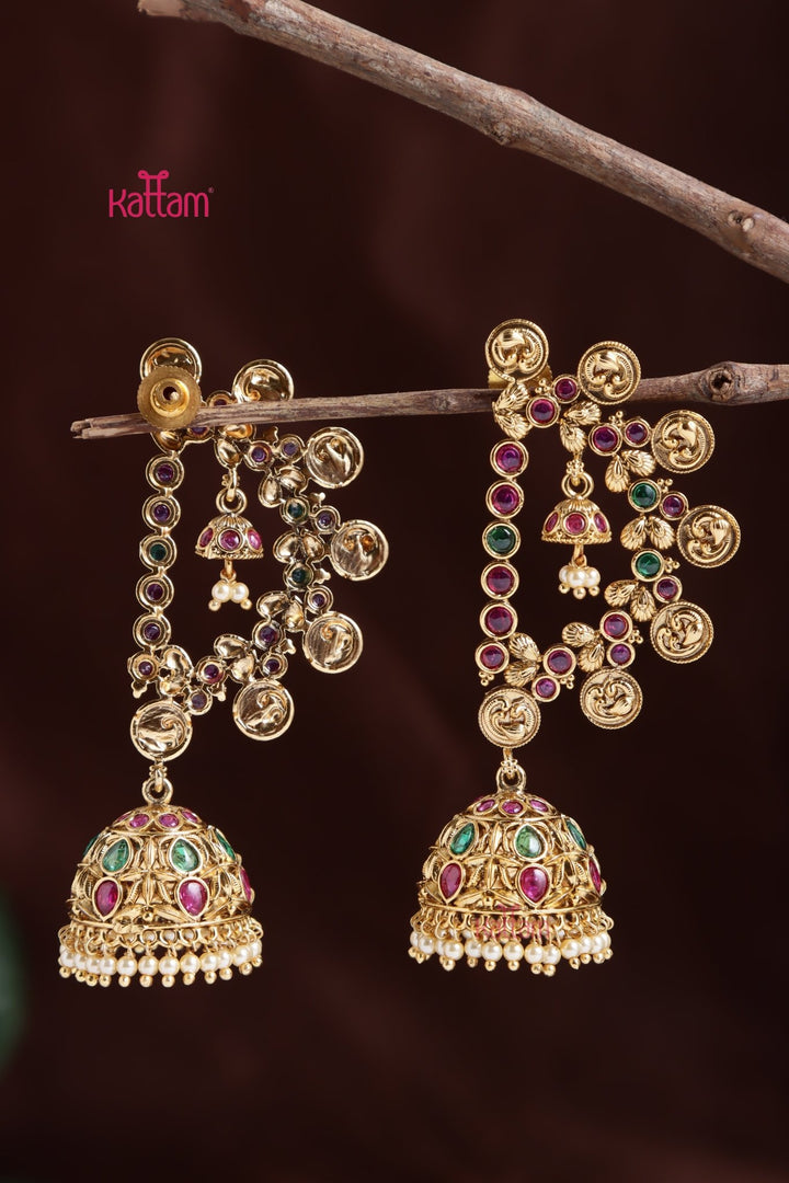 Peacock Coin Earcuff Bold Earring - E1045