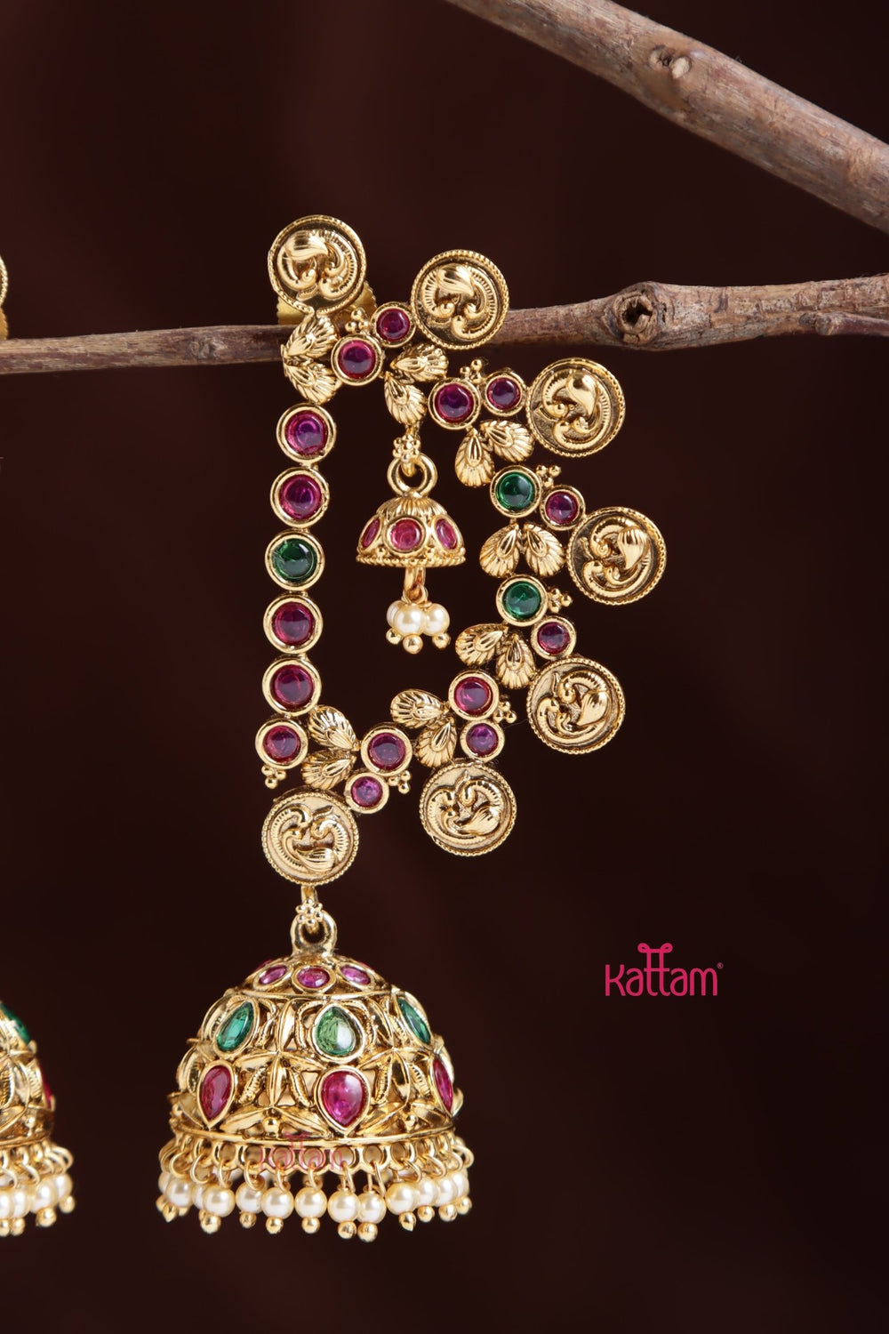 Peacock Coin Earcuff Bold Earring - E1045
