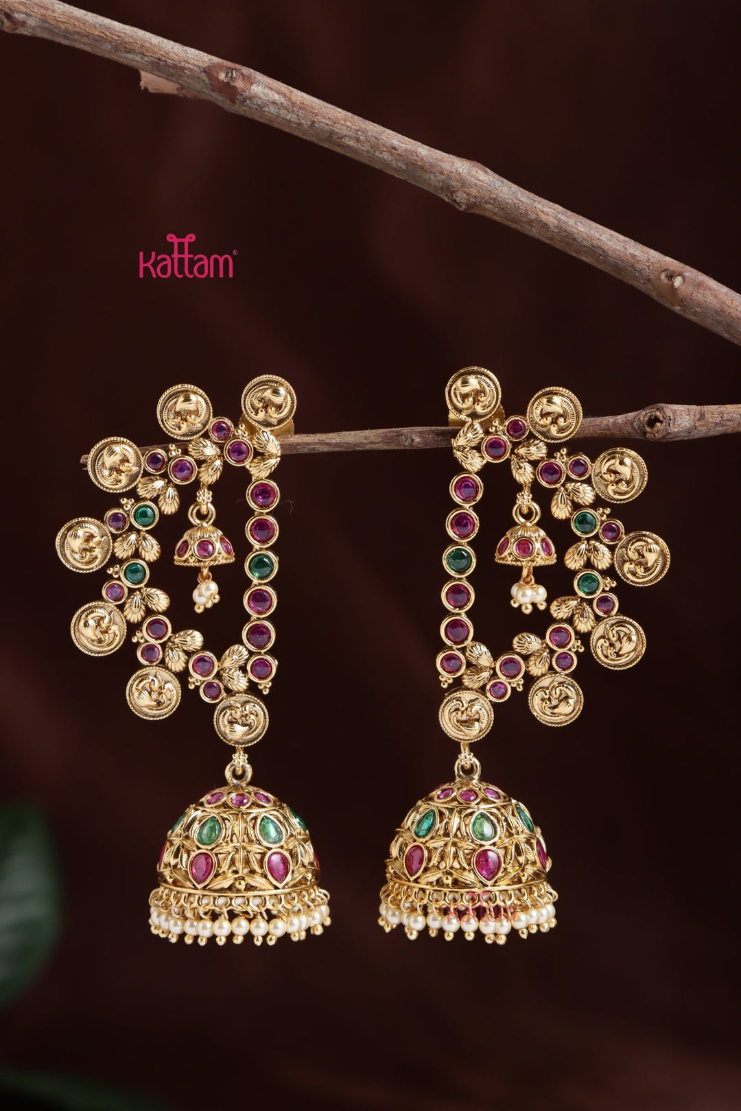 Peacock Coin Earcuff Bold Earring - E1045