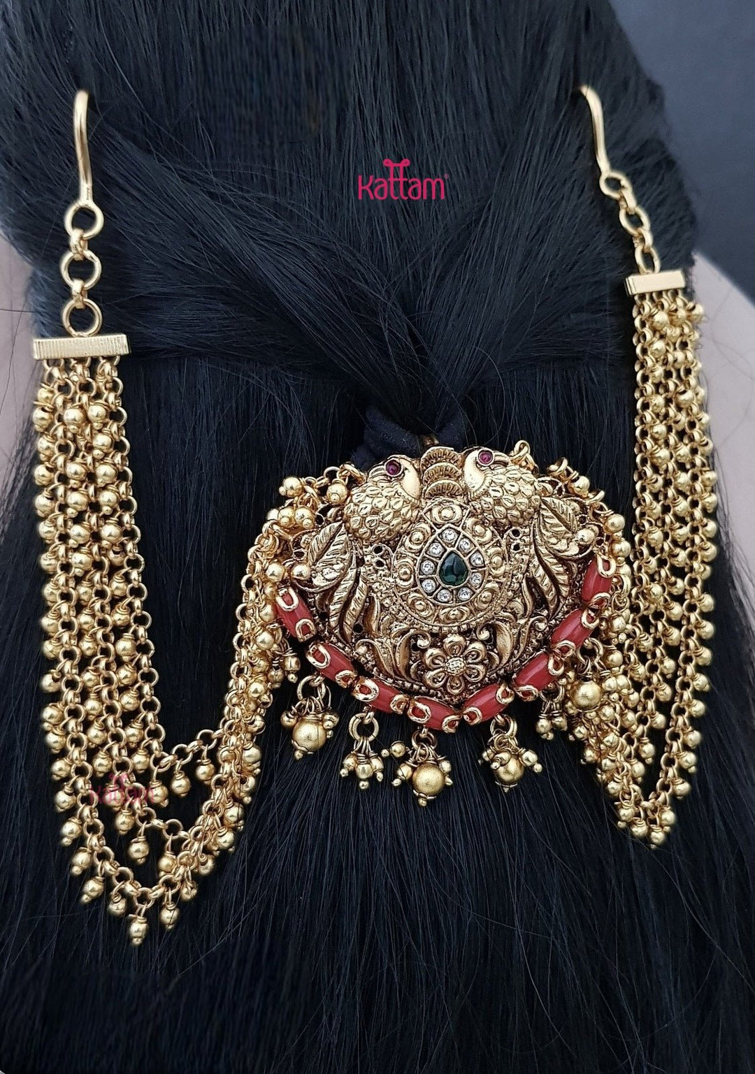 Peacock Coral Bun Billai - Gold - JB089