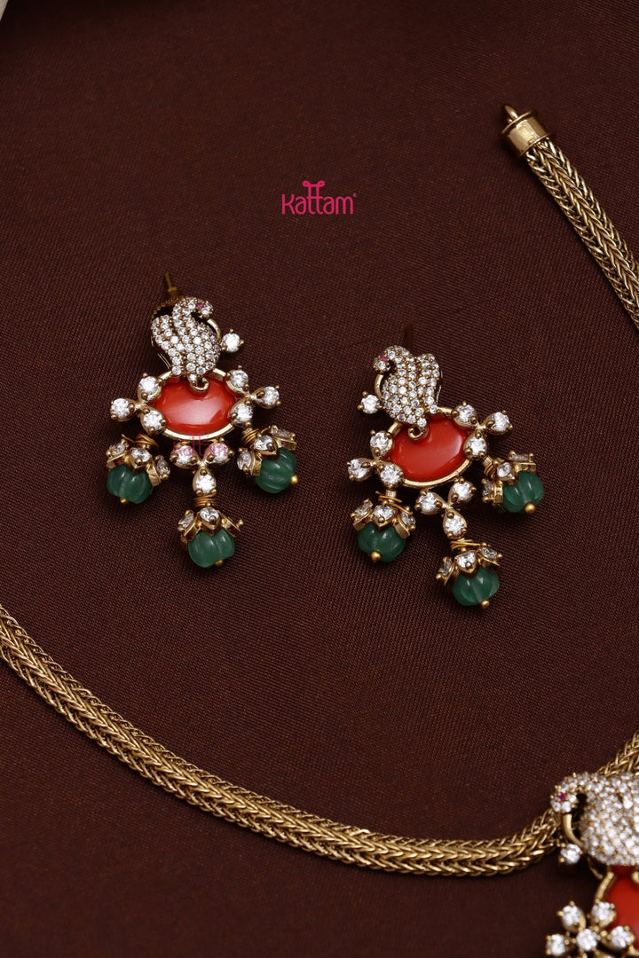 Peacock Coral Stone Attigai - N3649