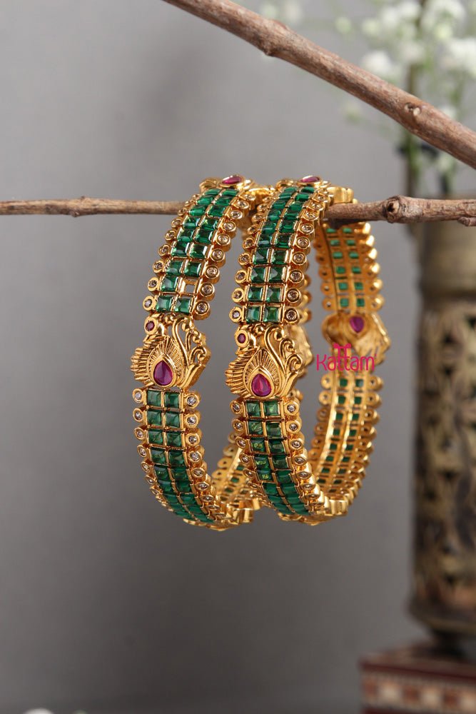 Peacock Festive Green Stone Bangle - B405 - V4