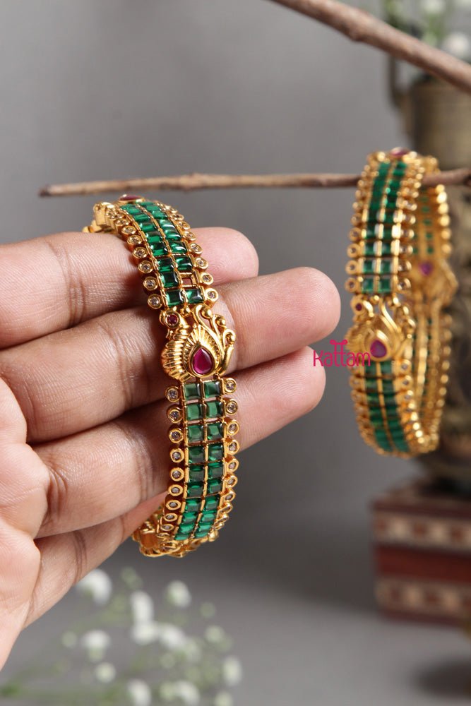 Peacock Festive Green Stone Bangle - B405 - V4