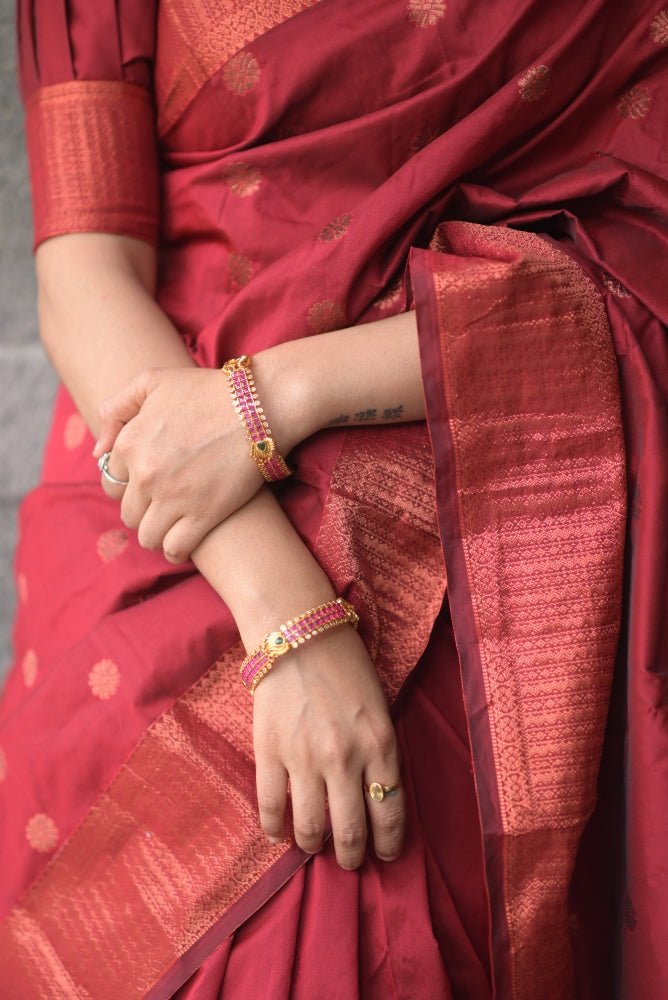 Peacock Festive Ruby Stone Bangle - B404 - V4