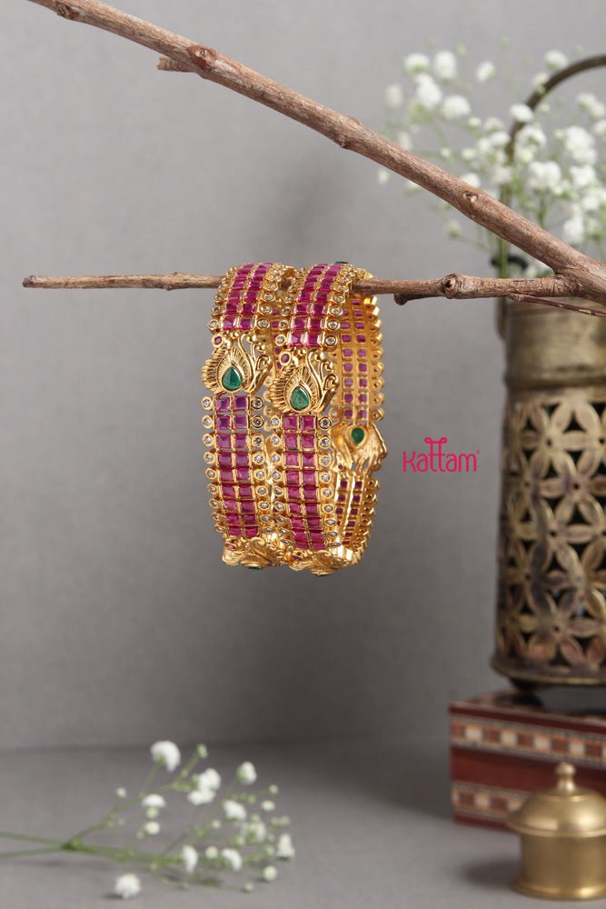 Peacock Festive Ruby Stone Bangle - B404 - V4