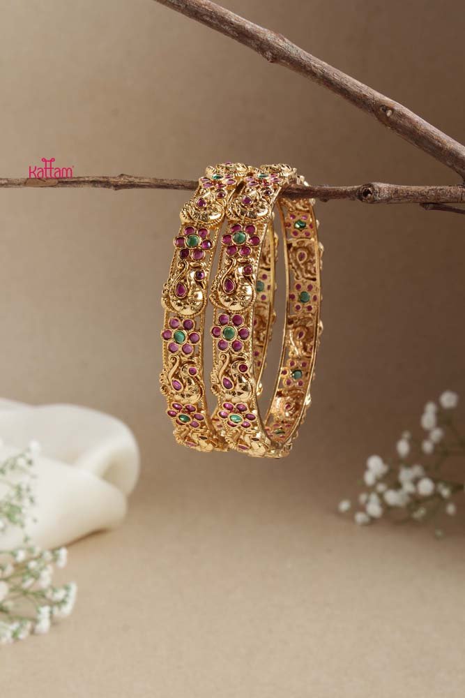 Peacock Floral Bangle - B481- V4