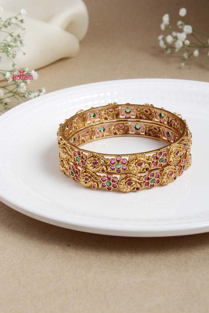 Peacock Floral Bangle - B481- V4